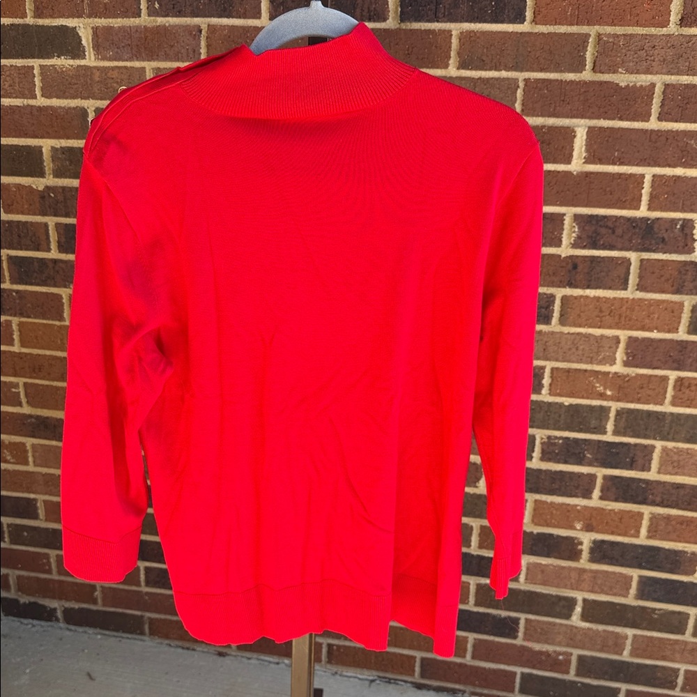 Red Button-Shoulder Sweater - Picture 3 of 3